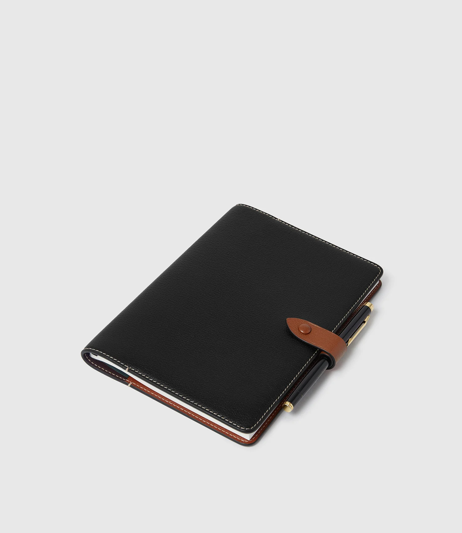 A5 Notebook Cover Buffalo Black with Cognac - Image 2