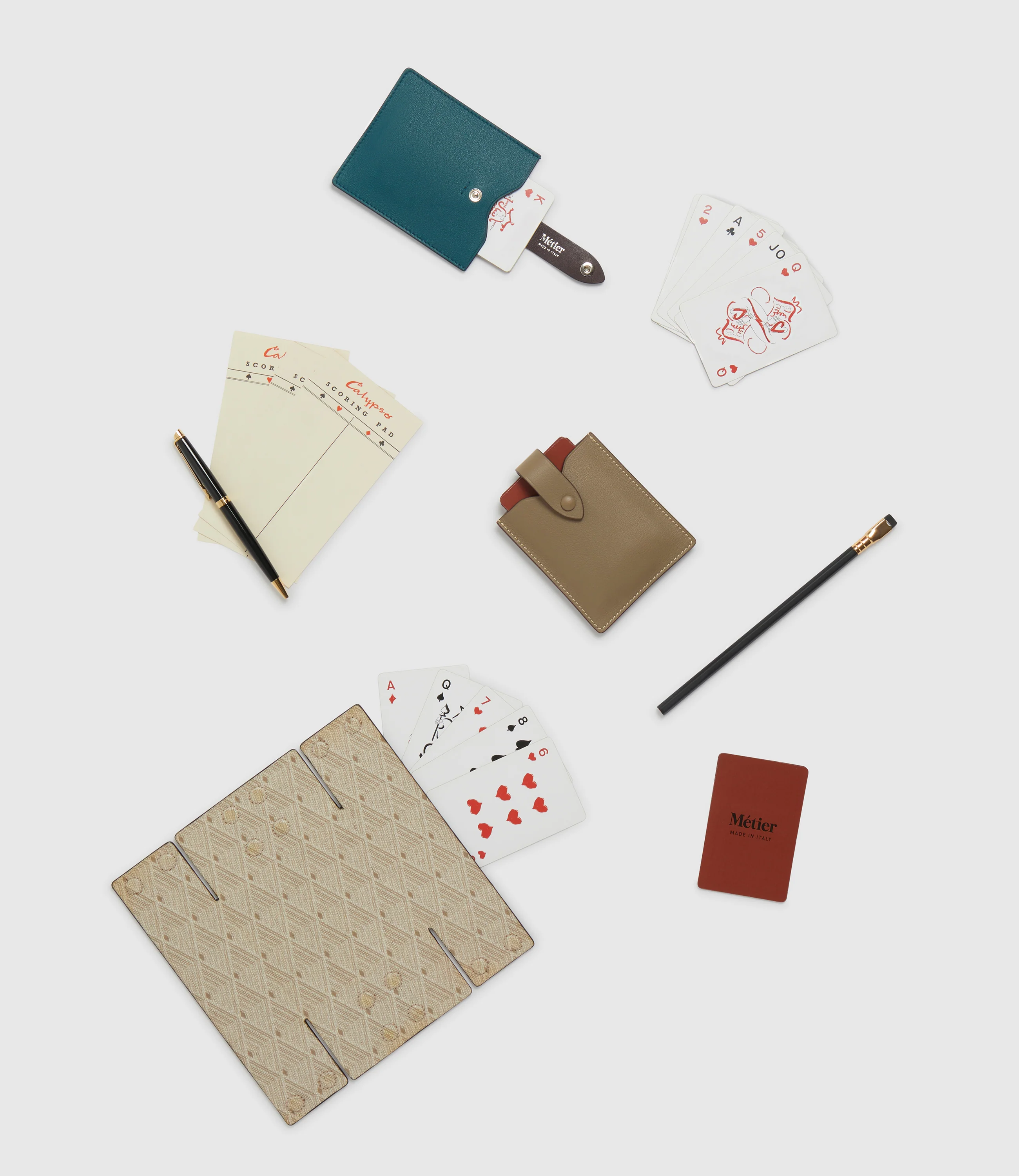 Playing Cards and Deck of Cards Case Set Smooth Calfskin Taupe - Image 4