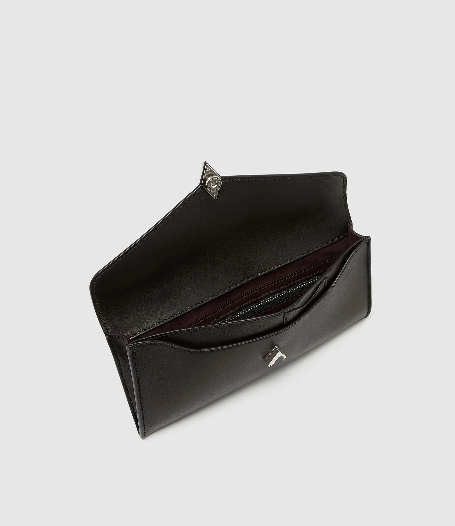Edge Clutch Buttery Nappa Cacao with Silver Hardware - Image 3