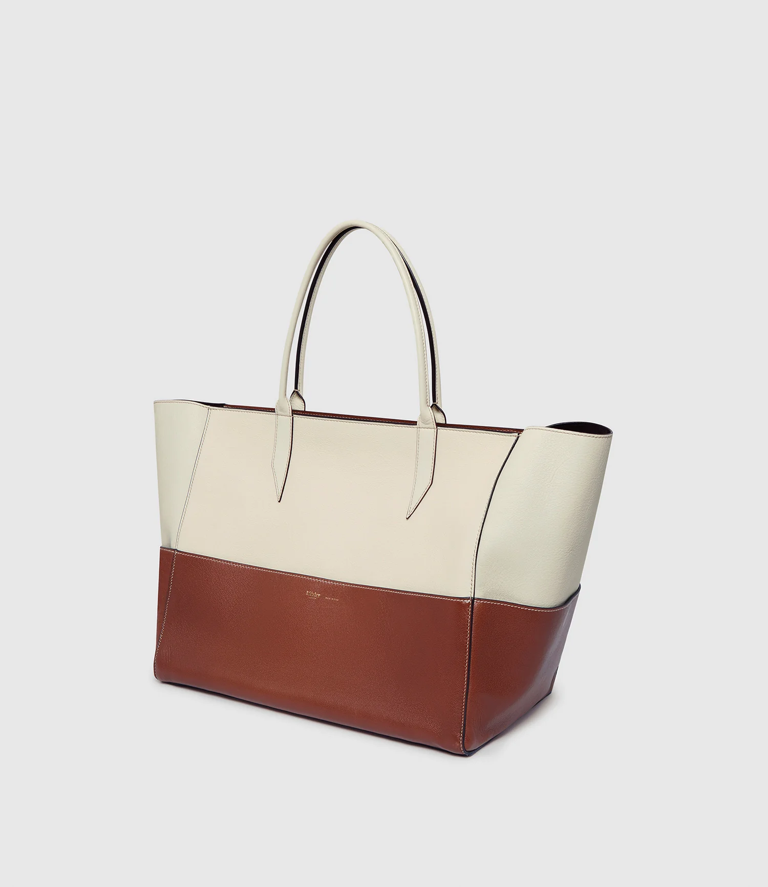 Incognito 42 Cabas Bag Smooth Calfskin White Sand and Cognac - Image 2