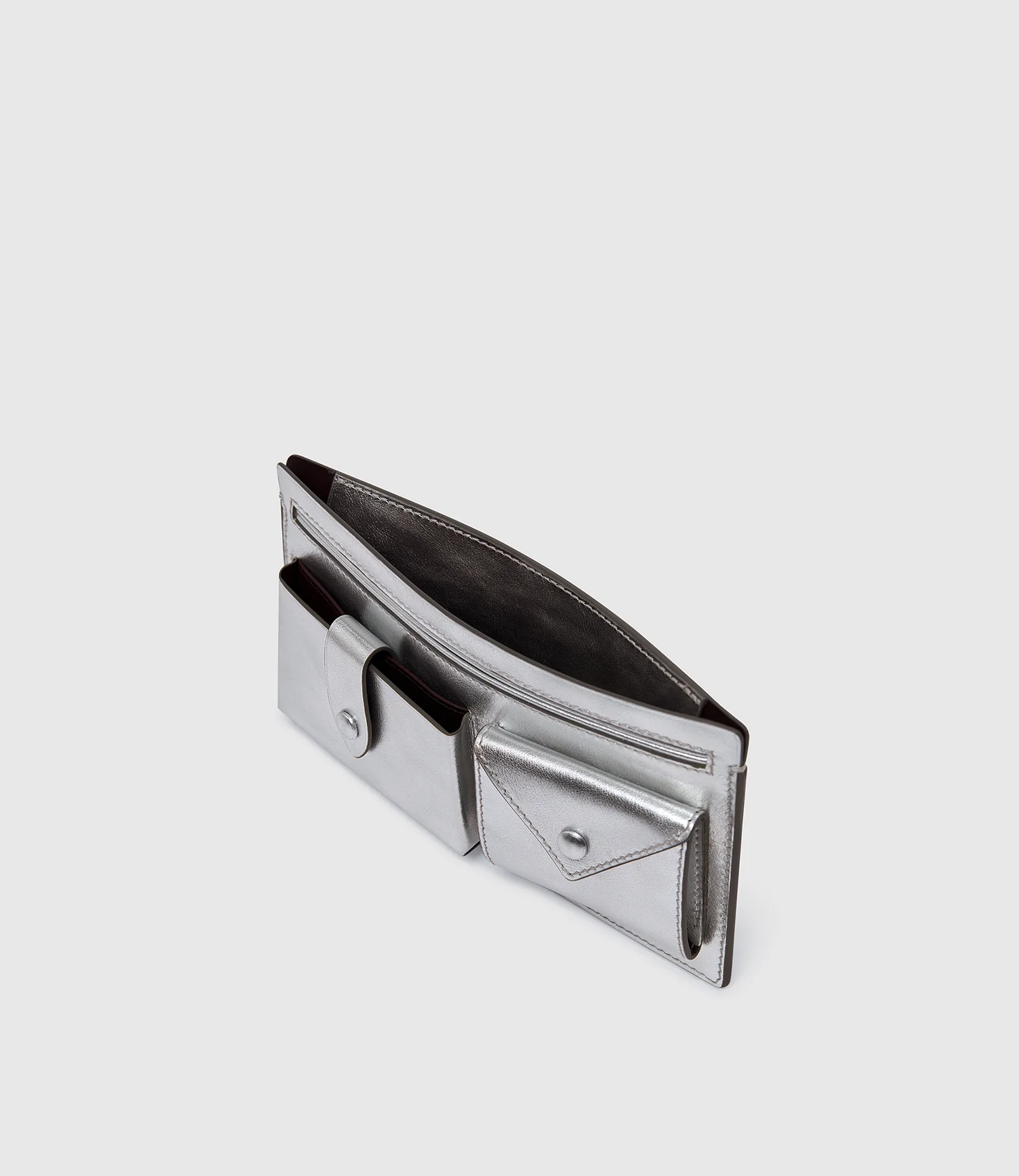 ISSIMO | Métier Inside Out Wallet Metallic Calfskin Silver - Image 2