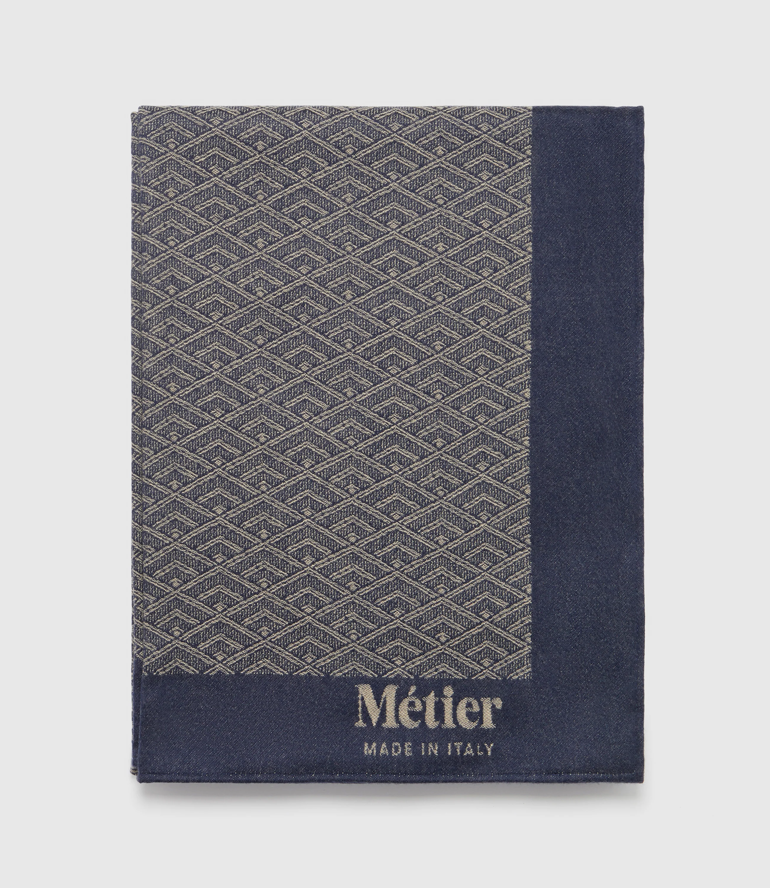 Large Cashmere Throw Navy and Natural