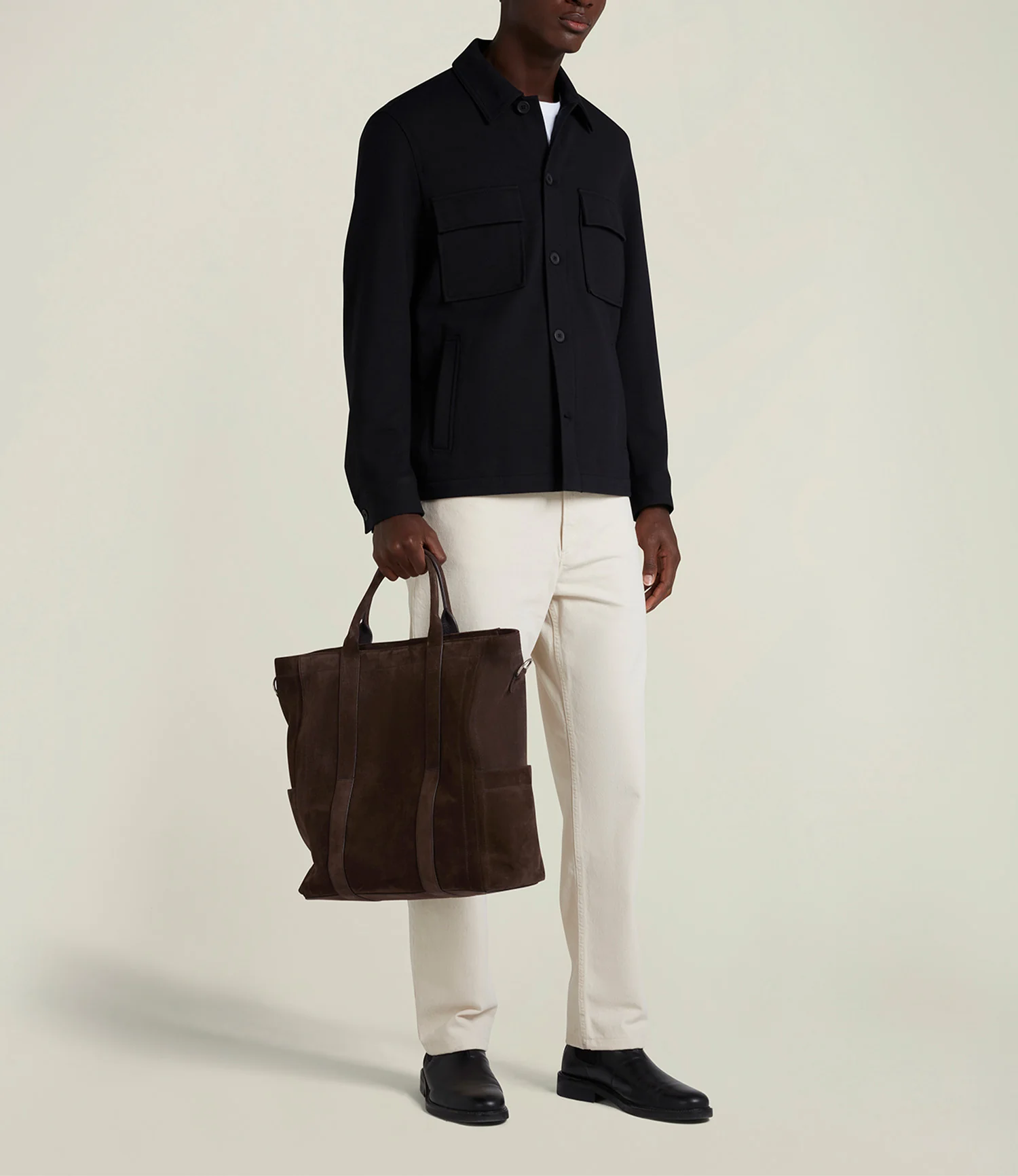 Mariner Zippered Tote Suede Chocolate - Image 4