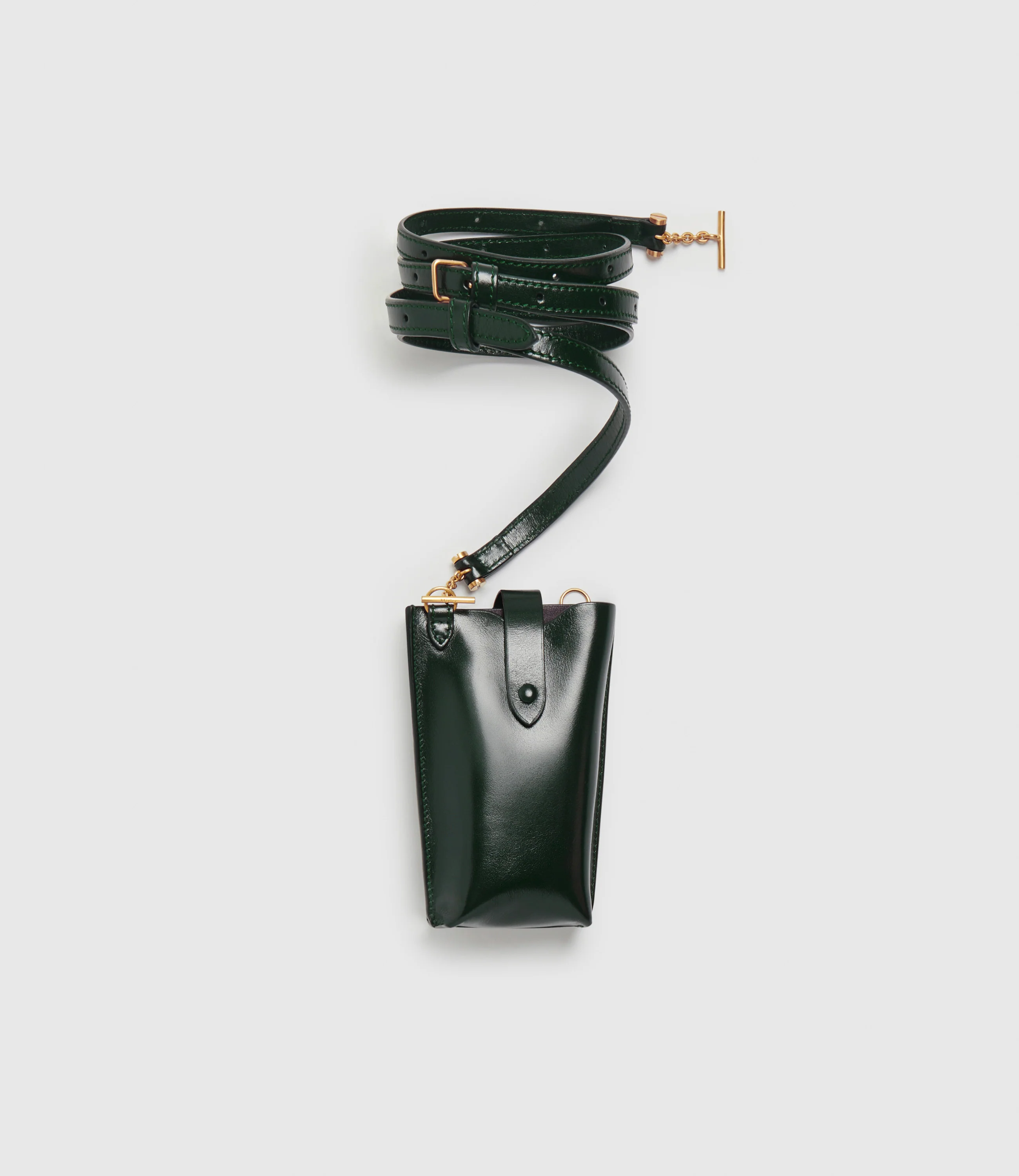 Minimalist Double Glossy Calfskin Forest Green