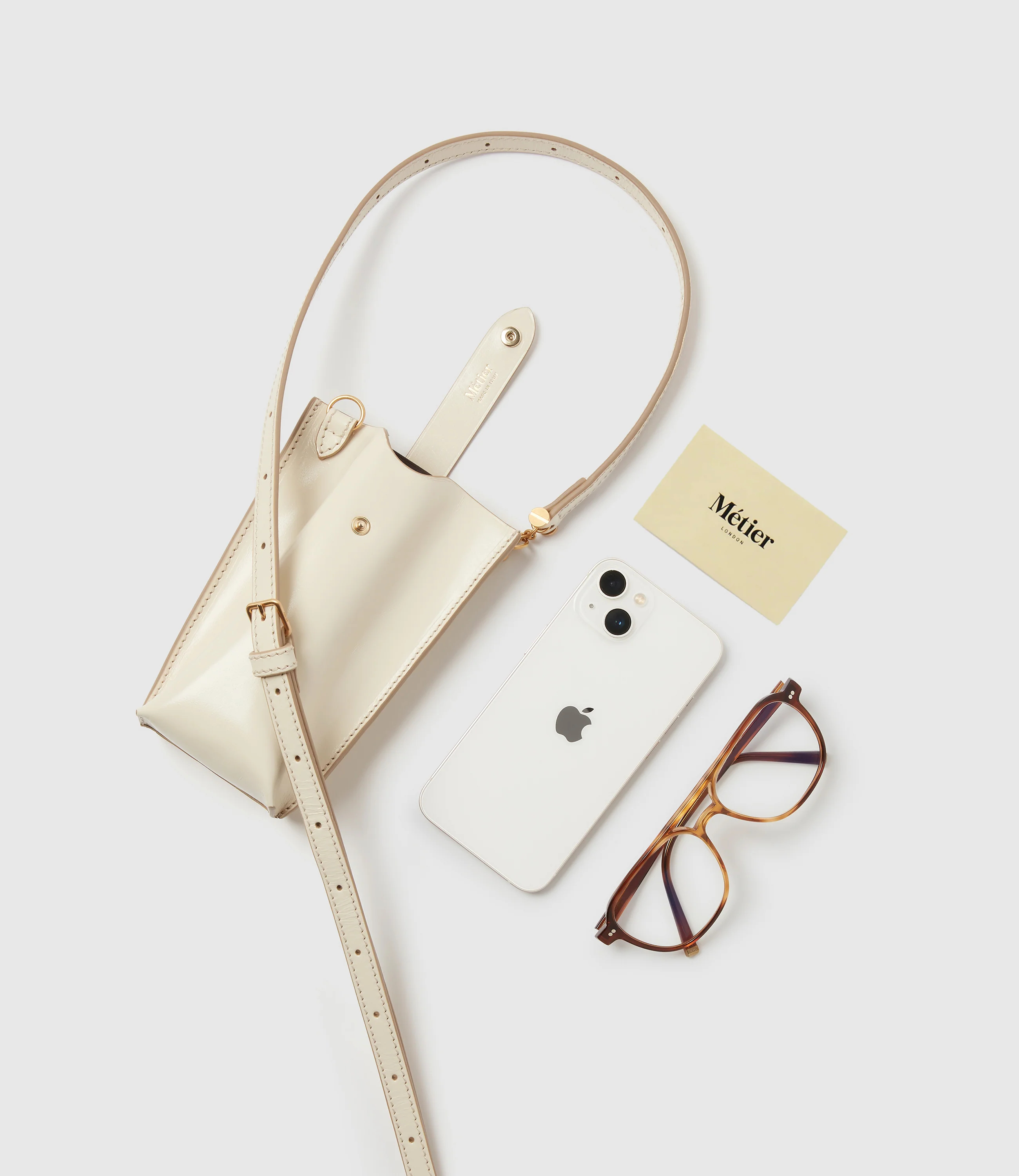 Minimalist Double Glossy Calfskin White Sand - Image 3