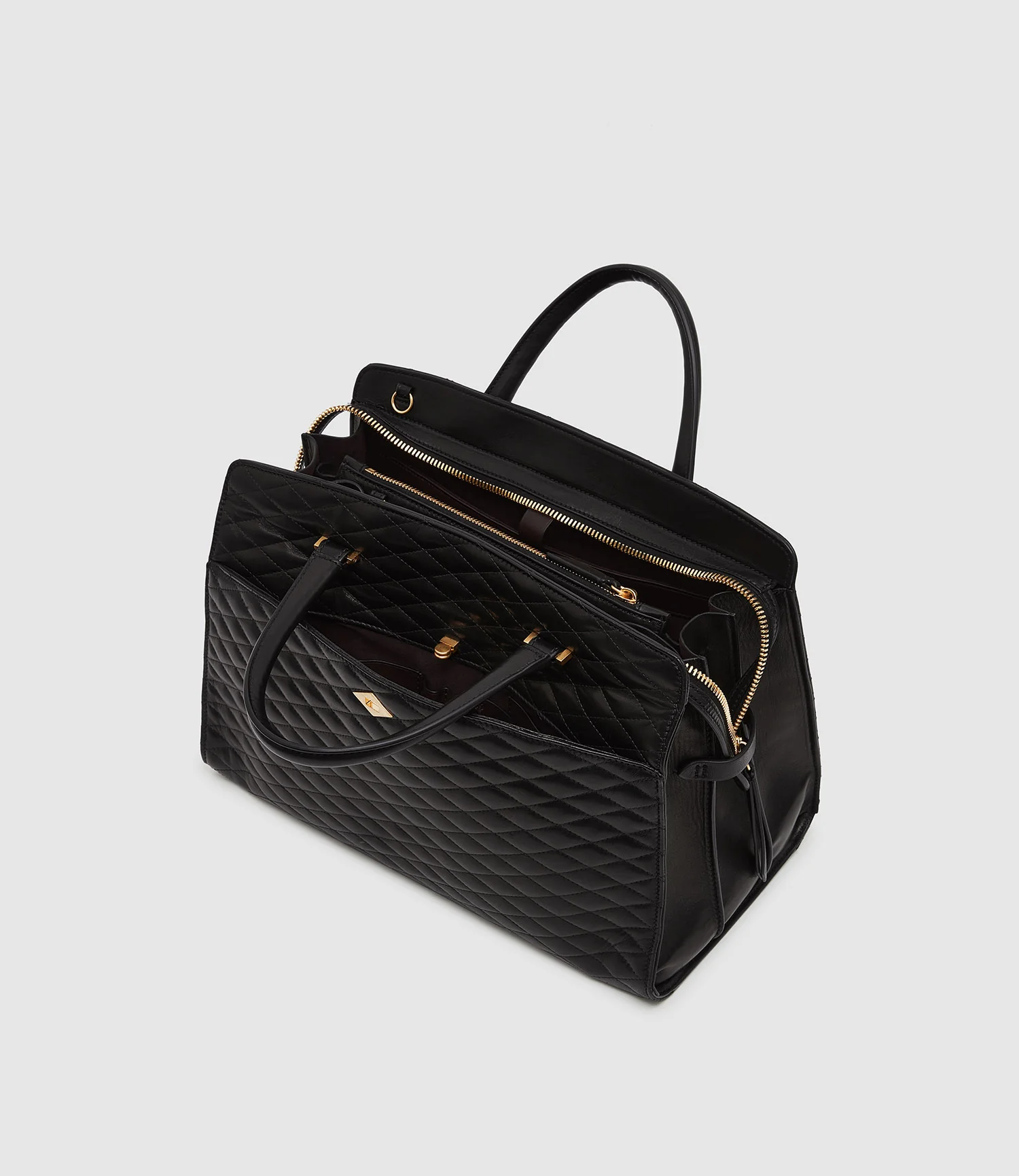Private Eye Nappa Diamond Quilt Black with Gold Hardware - Image 3