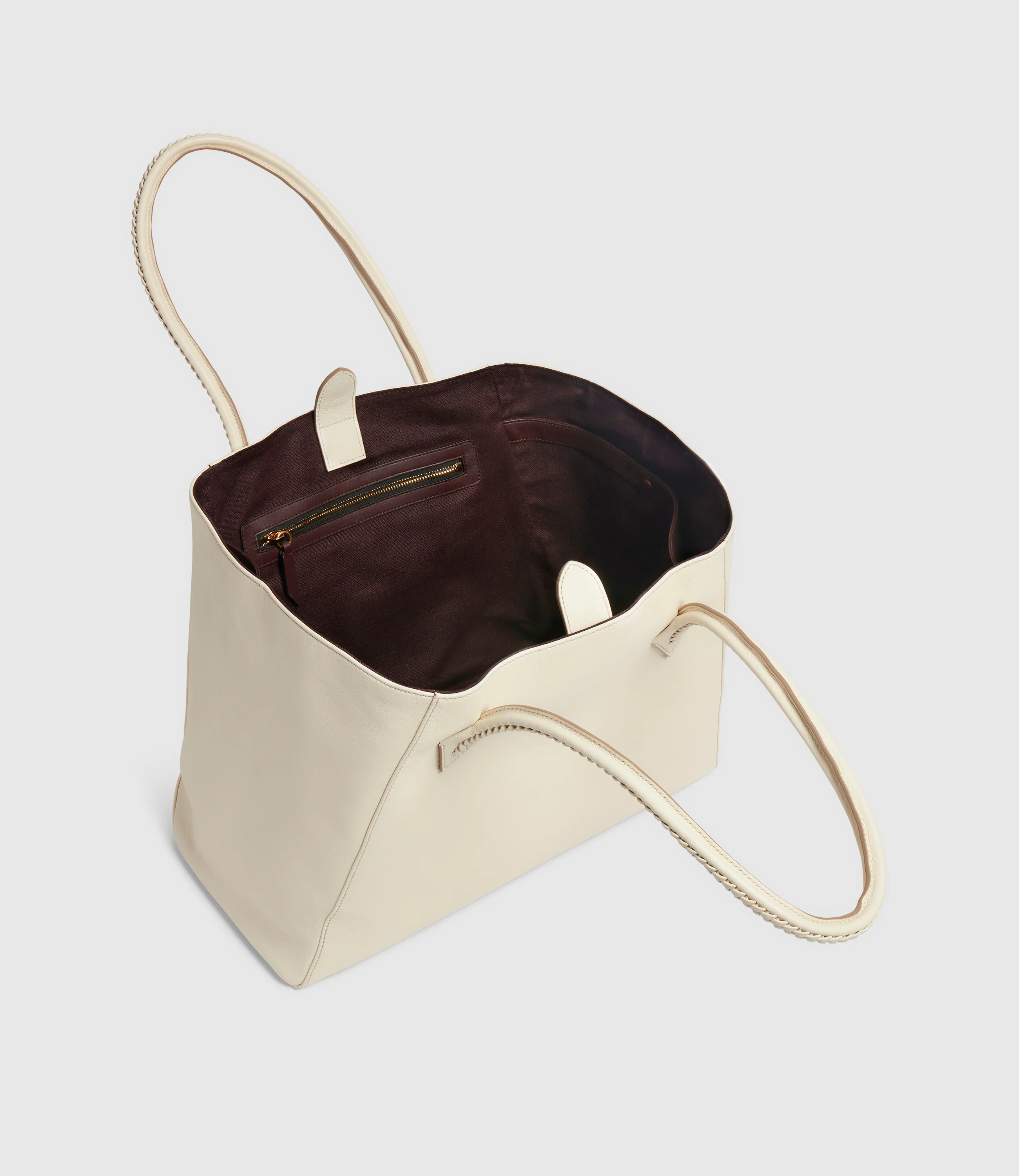 Vérité Collapsible Cabas Smooth Calfskin White Sand - Image 3