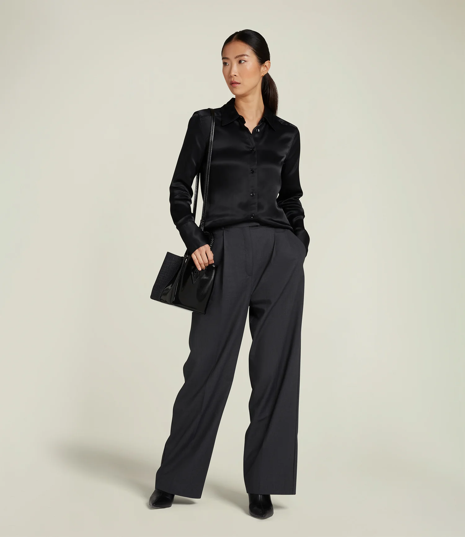 Vérité Mini Bouclé Black with Glossy Calfskin Black - Image 5