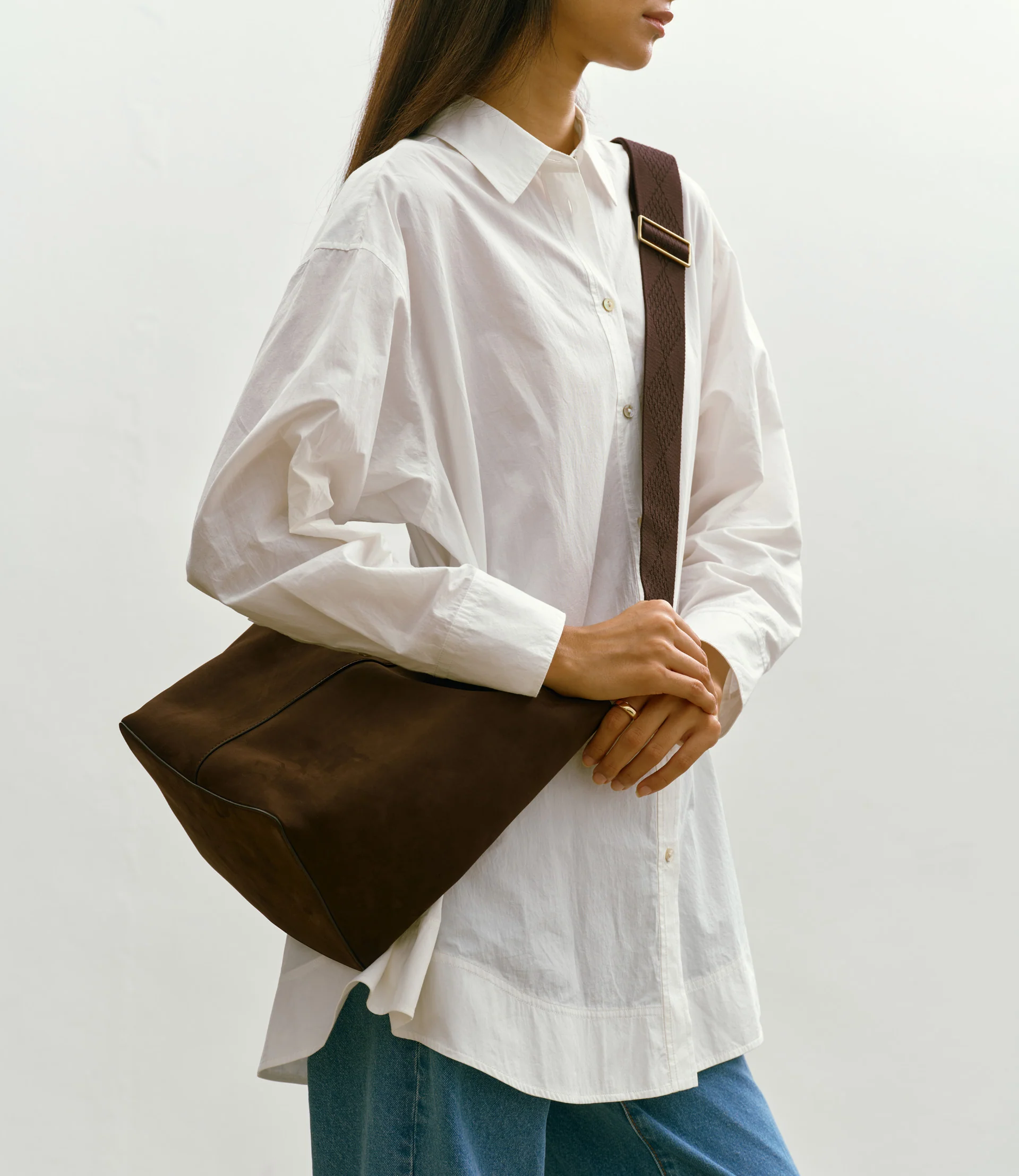 Webbing Strap Chocolate With Gold Hardware - Image 2